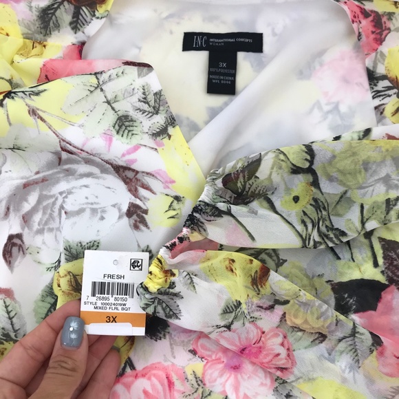 INC Womens Plus Long Sleeves Floral Print Dress - Picture 4 of 7